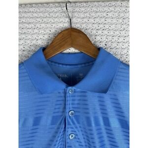 Antigua Golf Polo Shirt Mens Medium Blue Performance Striped Athletic
